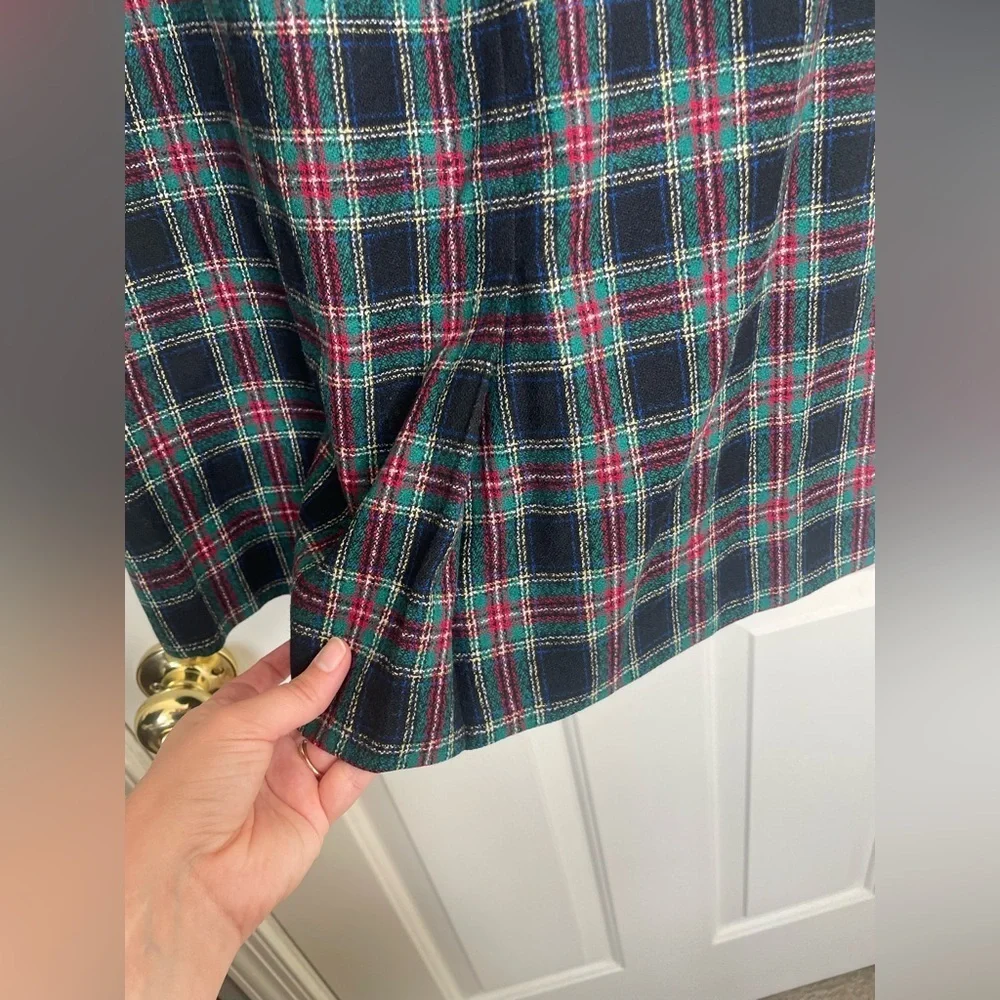 Vintage Pendleton Wool Plaid Skirt  black Stewart Tartan Knee Length |‎ 12